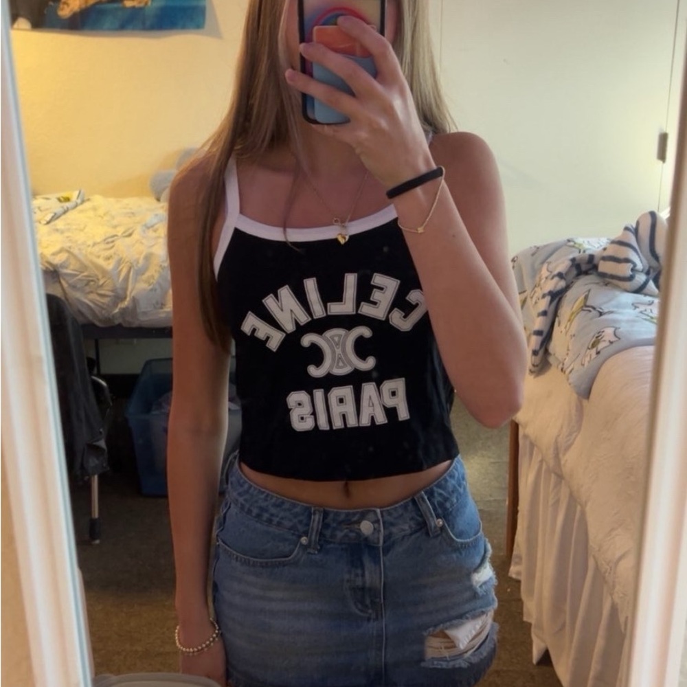 Celine Black and White Crop Top